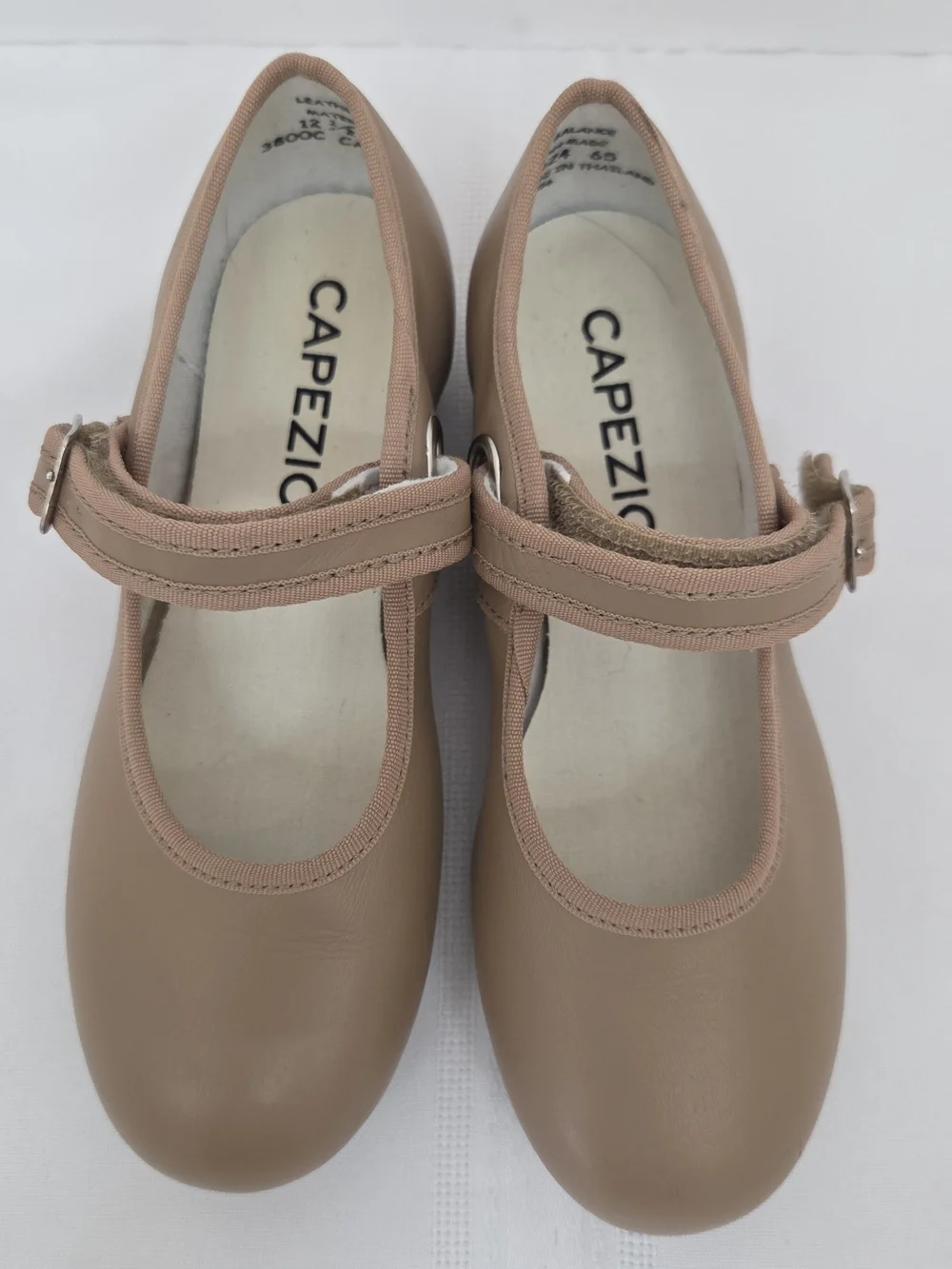 Capezio Kids Mary Jane Tap Shoes Sz 12.5 Taupe Dance